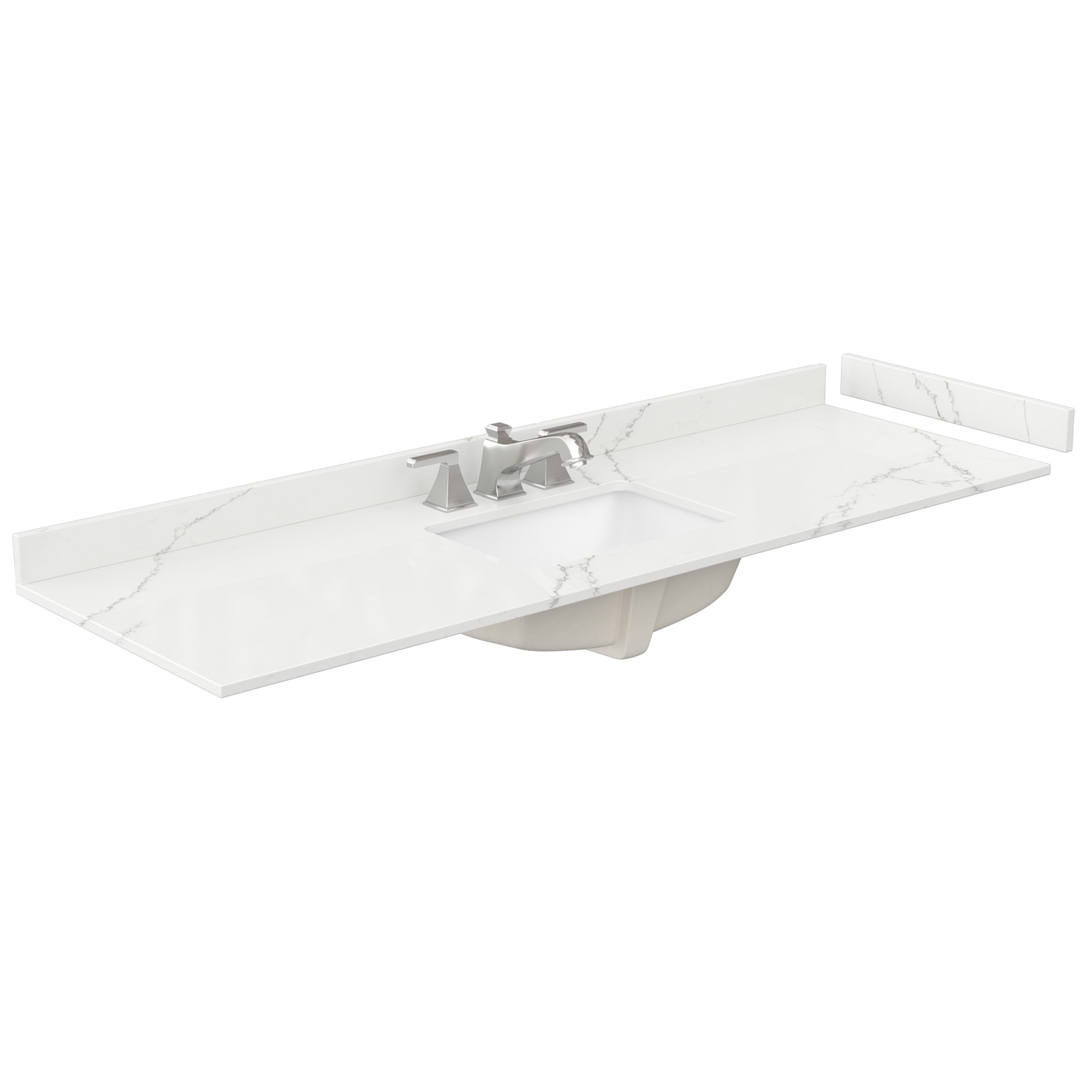 66" Single Countertop - Giotto Quartz (8066) with Undermount Square Sink (3-Hole) - Includes Backsplash and Sidesplash WCFQC366STOPUNSGT