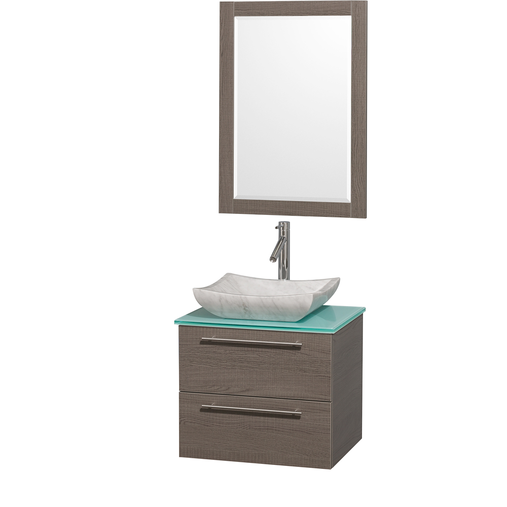 Amare 24 Wall-Mounted Bathroom Vanity Set with Vessel Sink - Gray
