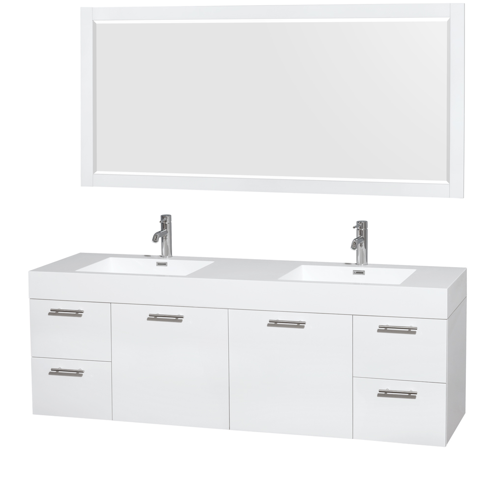 Amare 72 Wall Mounted Double Bathroom Vanity Set With Integrated