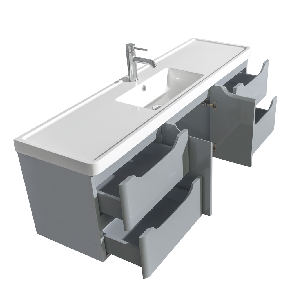 Murano 60 Wall Mounted Bathroom Vanity Set With Integrated Sink