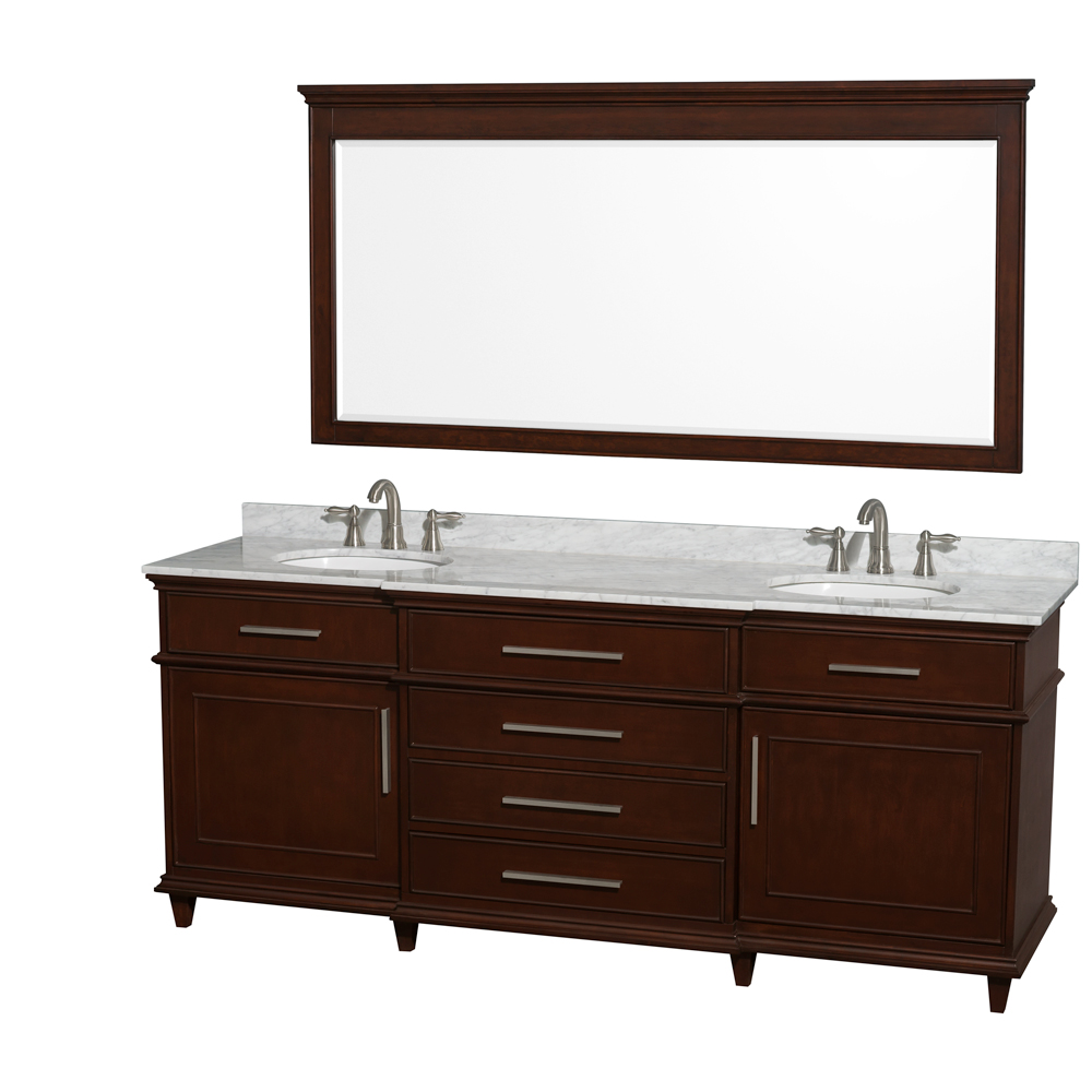 Berkeley 80" Double Bathroom Vanity - Dark Chestnut | Free ...