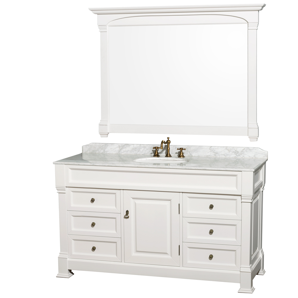 Andover 60 Traditional Bathroom Single Vanity Set White Beautiful Bathroom Furniture For Every Home Wyndham Collection