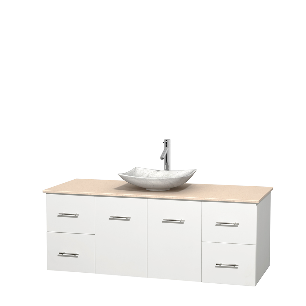 Centra 72 Double Bathroom Vanity for Vessel Sinks - Matte White   Beautiful bathroom furniture for every home - Wyndham Collection