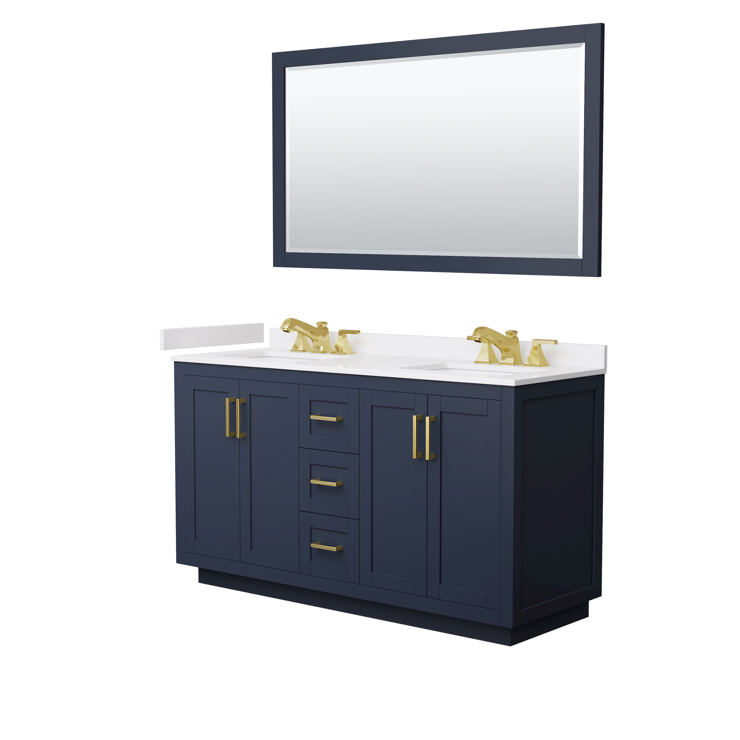 Miranda 60" Double Vanity with optional Carrara Marble Counter - Dark Blue WC-2929-60-DBL-VAN-BLU__