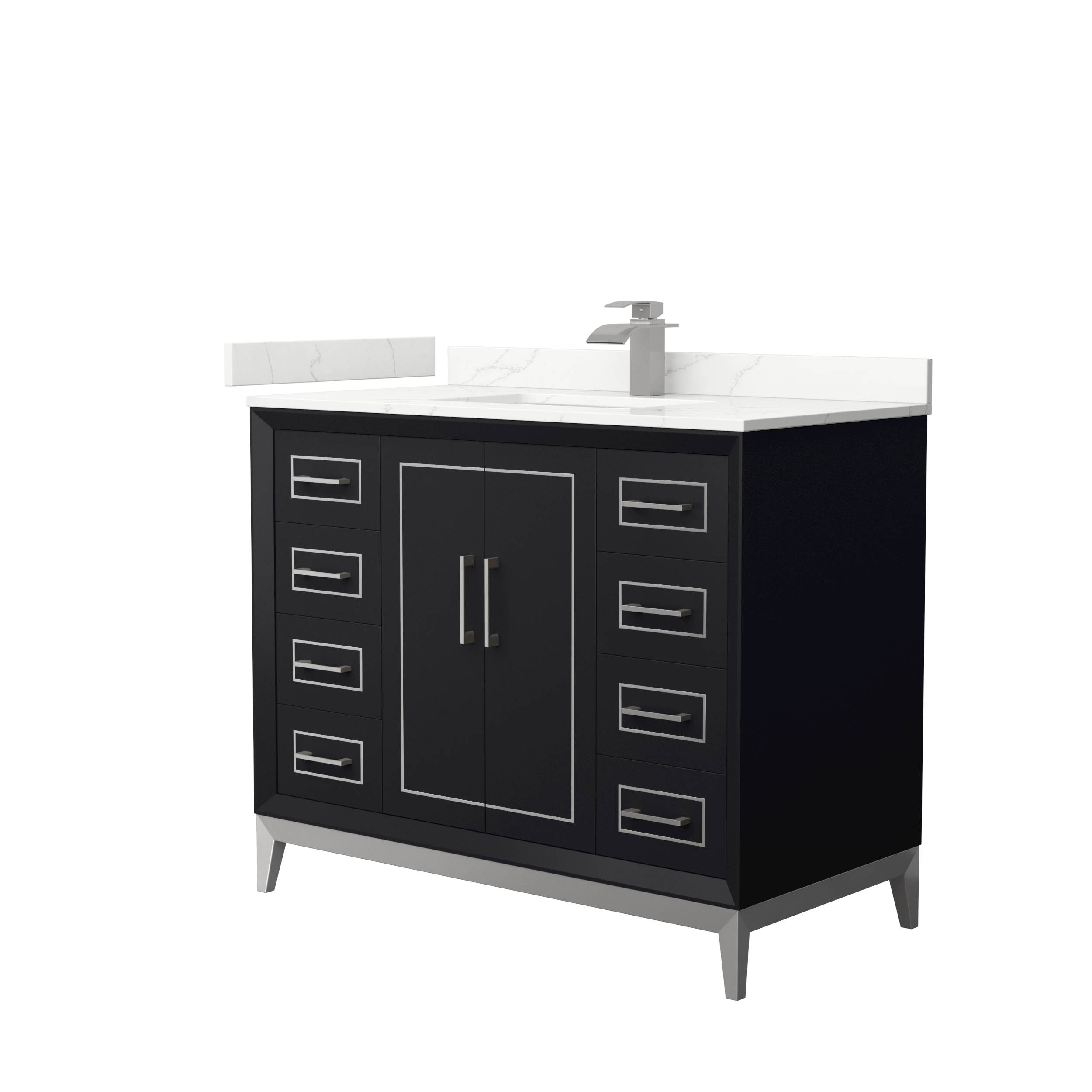 Marlena 42" Single Vanity with optional Quartz or Carrara Marble Counter - Black WC-5151-42-SGL-VAN-BLK_