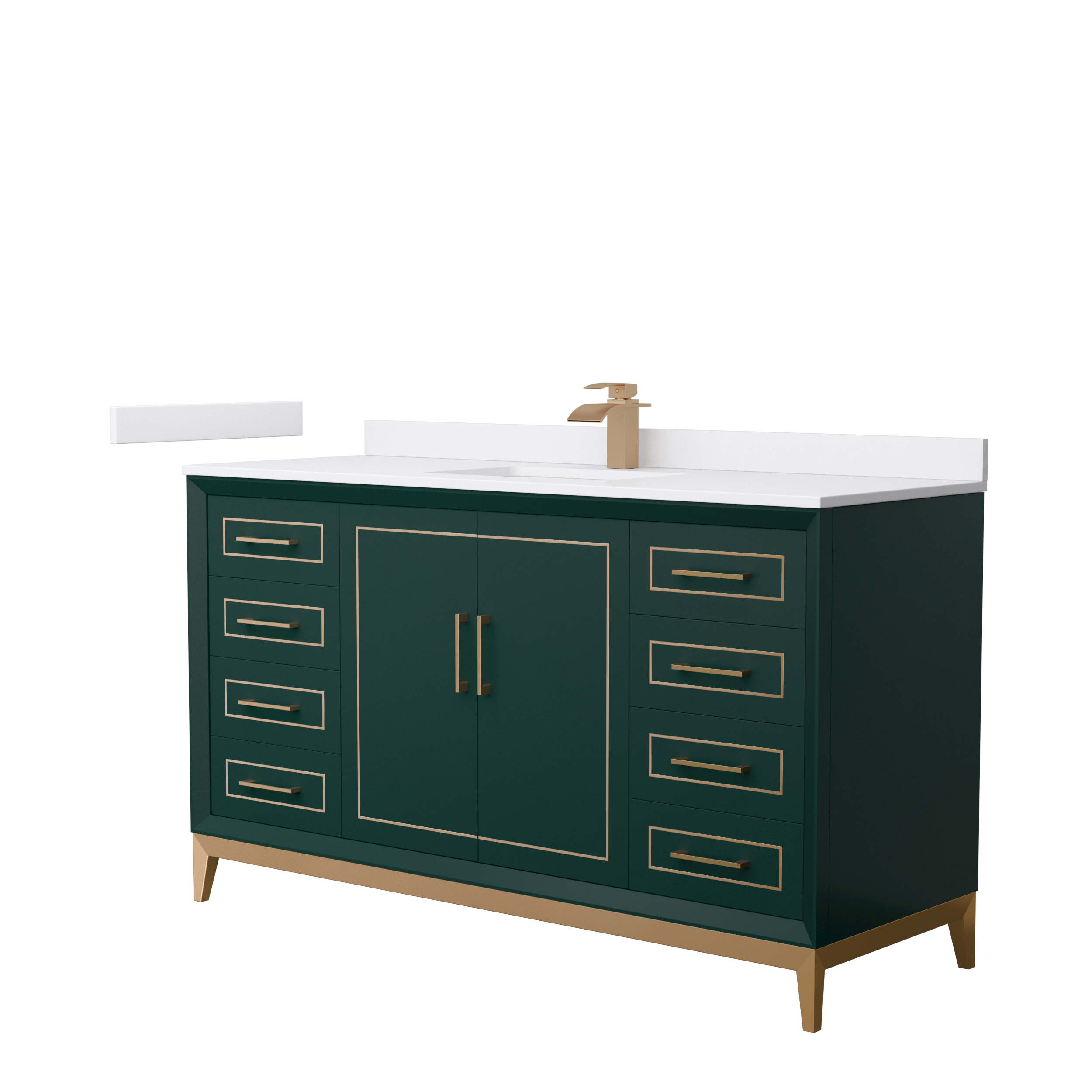 Marlena 60" Single Vanity with optional Quartz or Carrara Marble Counter - Green WC-5151-60-SGL-VAN-GRN_