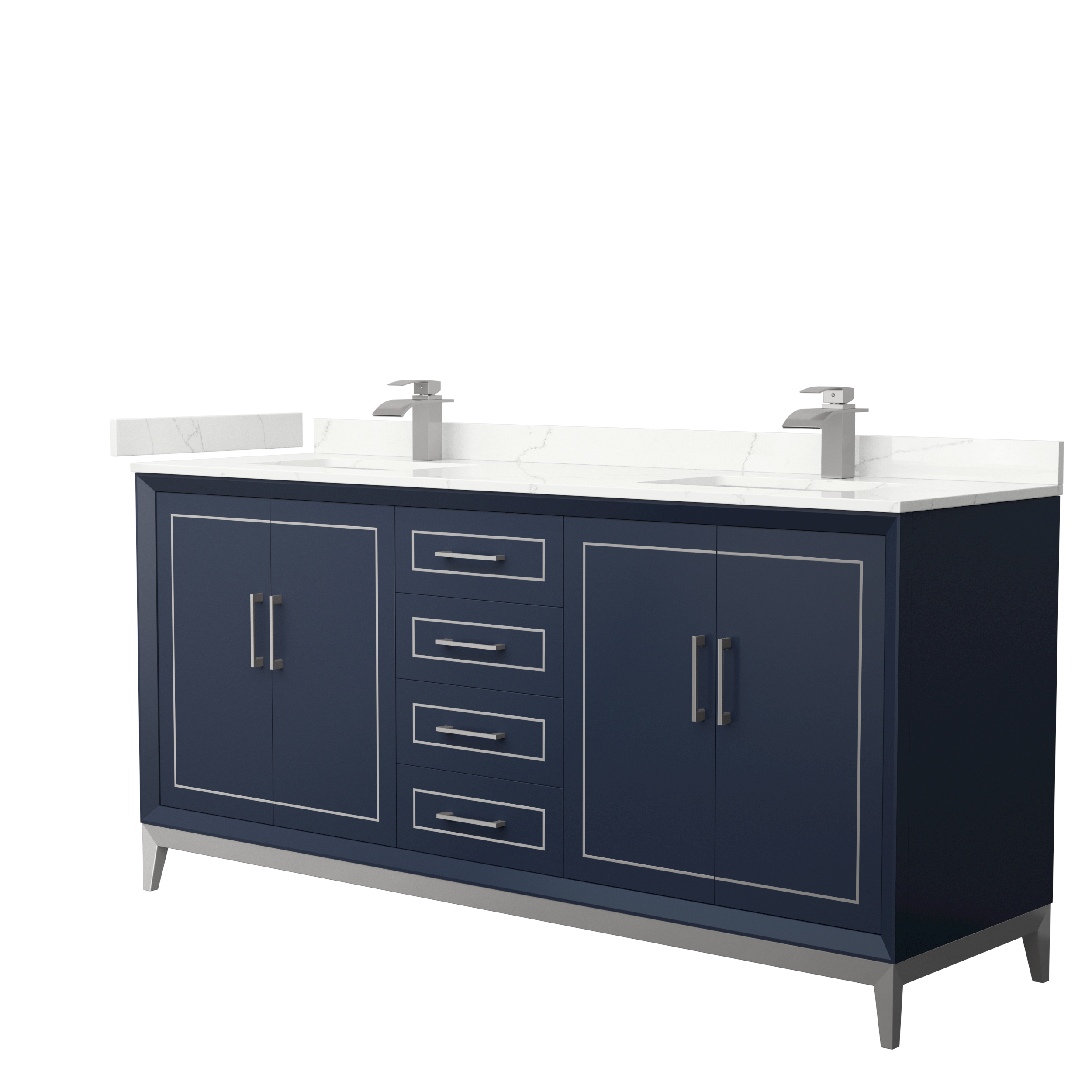 Marlena 72" Double Vanity with optional Quartz or Carrara Marble Counter - Dark Blue WC-5151-72-DBL-VAN-BLU_