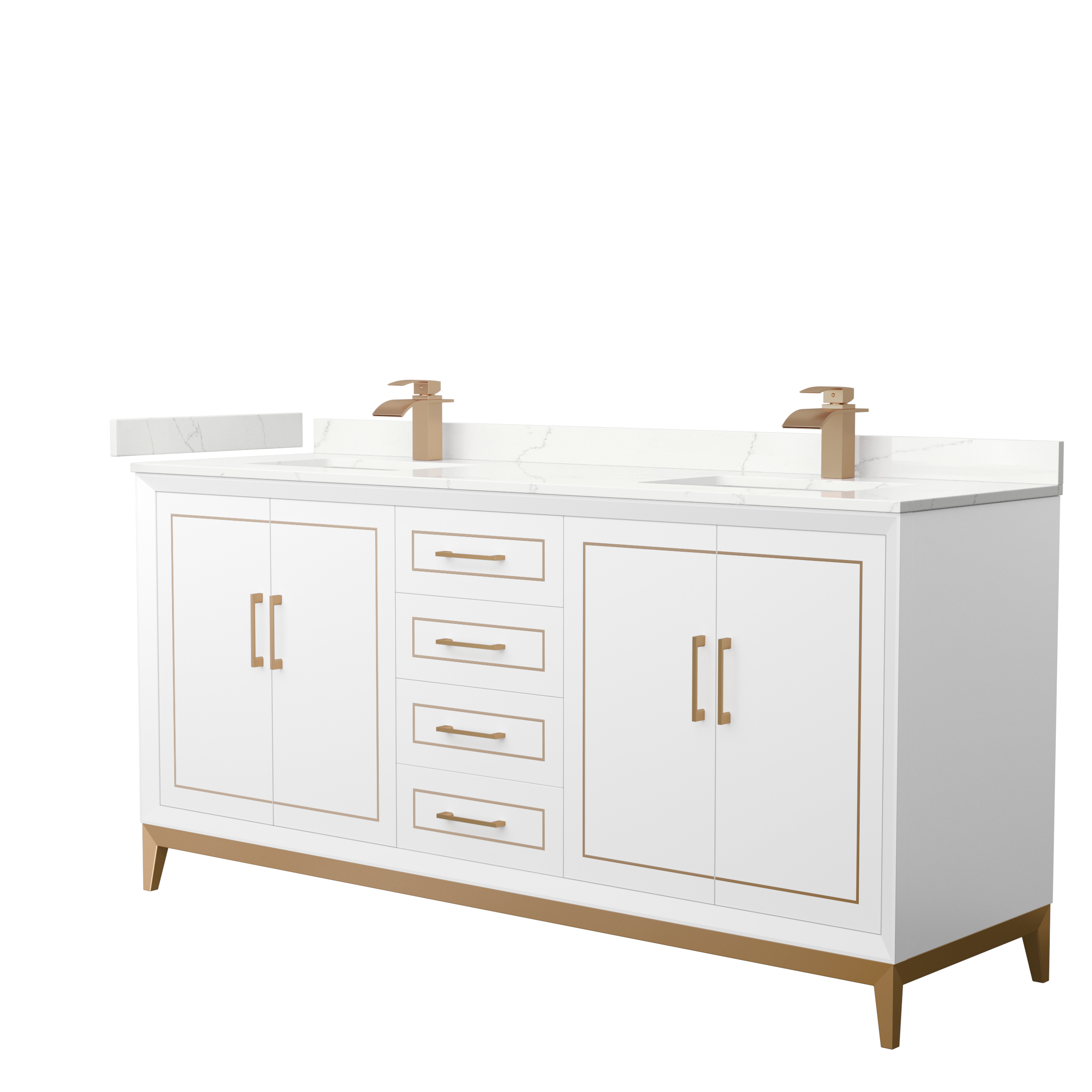 Marlena 72" Double Vanity with optional Quartz or Carrara Marble Counter - White WC-5151-72-DBL-VAN-WHT_